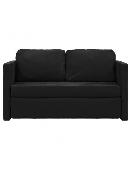 Divano Letto da Terra 2 in 1 Nero 122x204x55 cm Velluto