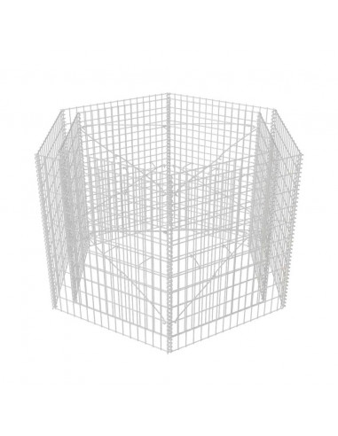 Gabbione Letto Rialzato da Giardino Esagonale 160x140x100 cm