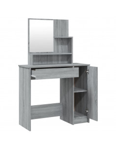 Set Tavolo da Toeletta Grigio Sonoma 86,5x35x136 cm