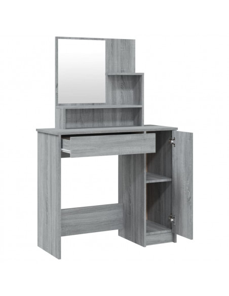 Set Tavolo da Toeletta Grigio Sonoma 86,5x35x136 cm