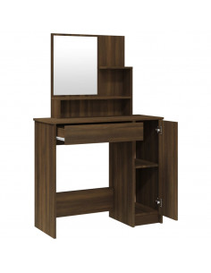 Set Tavolo da Toeletta Rovere Marrone 86,5x35x136 cm