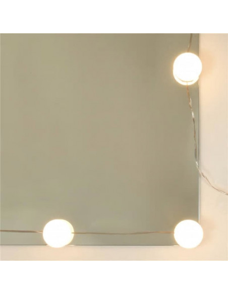 Set Tavolo da Toeletta Bianco Lucido con LED Legno Multistrato