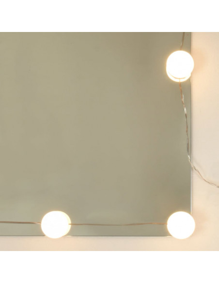 Set Tavolo da Toeletta con LED Nero in Legno Multistrato