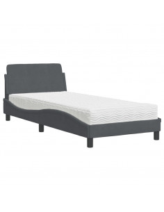 Letto con Materasso Grigio Scuro 80x200 cm in Velluto 2