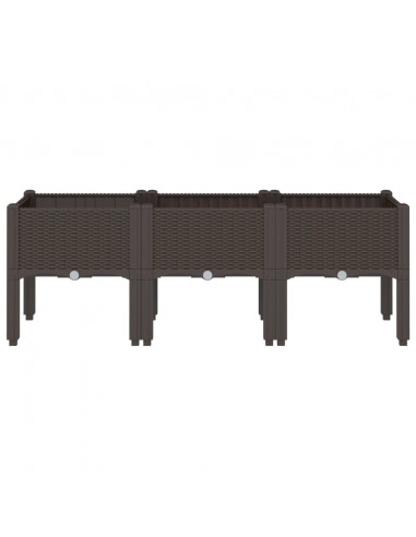 Fioriera da Giardino con Gambe Marrone 120x40x42 cm in PP