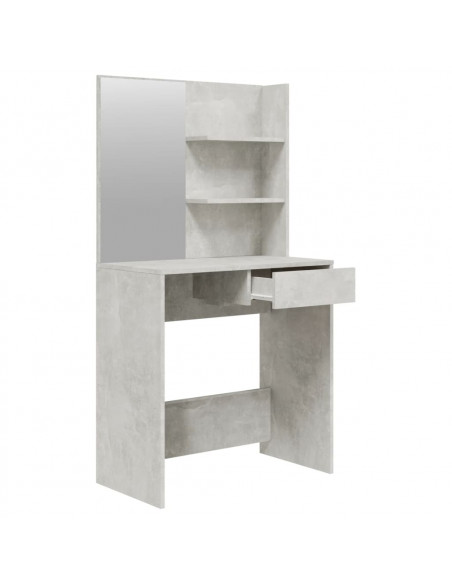 Set Tavolo da Toeletta Grigio Cemento 74,5x40x141 cm