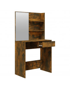 Set Tavolo da Toeletta Rovere Fumo 74,5x40x141 cm