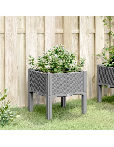 Fioriera da Giardino con Gambe Grigio Chiaro 40x40x42 cm in PP