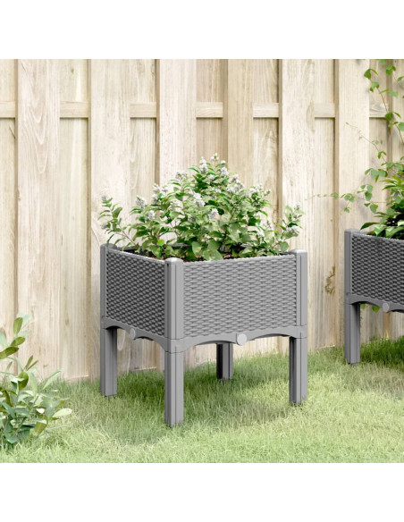 Fioriera da Giardino con Gambe Grigio Chiaro 40x40x42 cm in PP