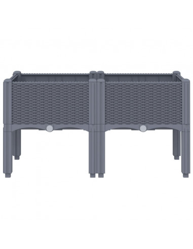Fioriera da Giardino con Gambe Grigia 80x40x42 cm in PP