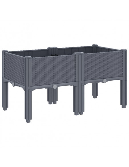 Fioriera da Giardino con Gambe Grigia 80x40x42 cm in PP
