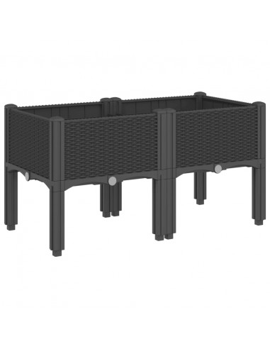 Fioriera da Giardino con Gambe Nera 80x40x42 cm in PP