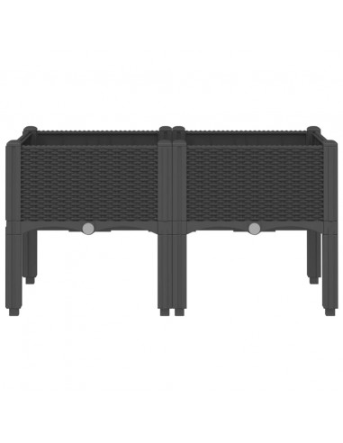 Fioriera da Giardino con Gambe Nera 80x40x42 cm in PP