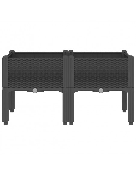 Fioriera da Giardino con Gambe Nera 80x40x42 cm in PP