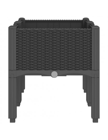 Fioriera da Giardino con Gambe Nera 80x40x42 cm in PP
