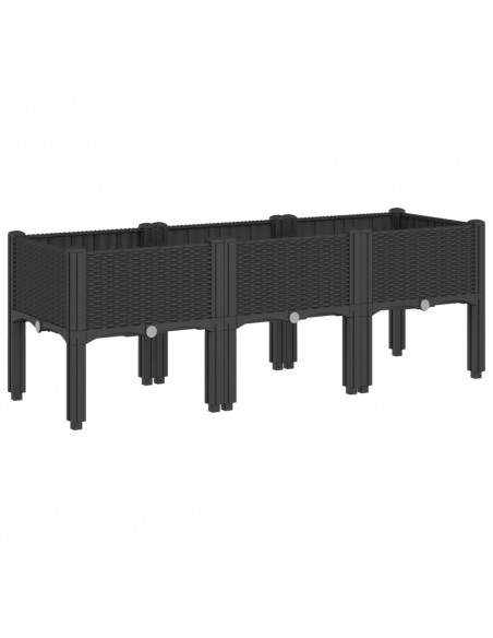 Fioriera da Giardino con Gambe Nera 120x40x42 cm in PP