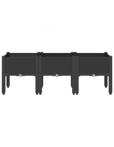 Fioriera da Giardino con Gambe Nera 120x40x42 cm in PP