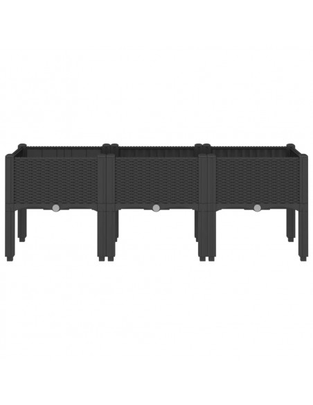Fioriera da Giardino con Gambe Nera 120x40x42 cm in PP