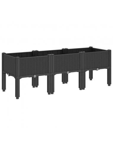 Fioriera da Giardino con Gambe Nera 120x40x42 cm in PP