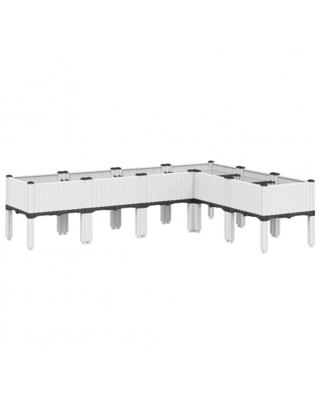 Fioriera da Giardino con Gambe Bianca 160x120x42 cm in PP