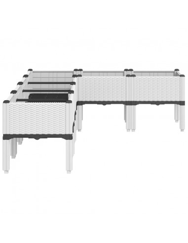 Fioriera da Giardino con Gambe Bianca 160x120x42 cm in PP