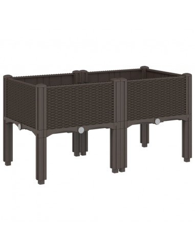 Fioriera da Giardino con Gambe Marrone 80x40x42 cm in PP