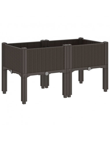 Fioriera da Giardino con Gambe Marrone 80x40x42 cm in PP