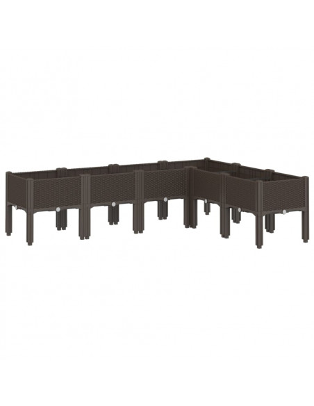 Fioriera da Giardino con Gambe Marrone 160x120x42 cm in PP