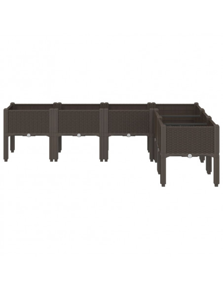 Fioriera da Giardino con Gambe Marrone 160x120x42 cm in PP