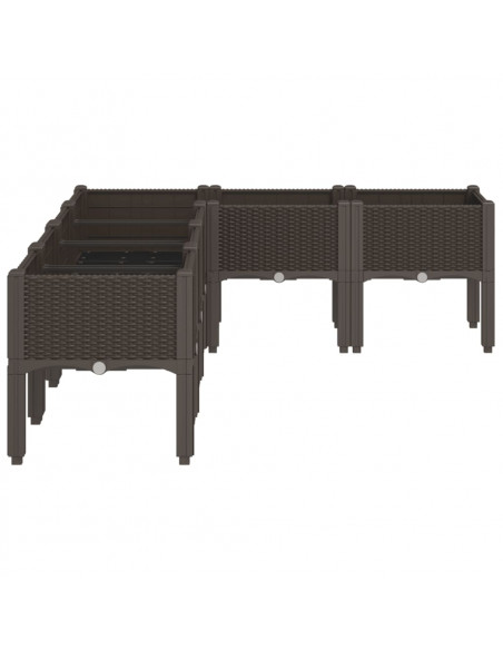 Fioriera da Giardino con Gambe Marrone 160x120x42 cm in PP