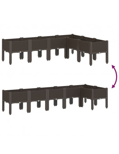 Fioriera da Giardino con Gambe Marrone 160x120x42 cm in PP