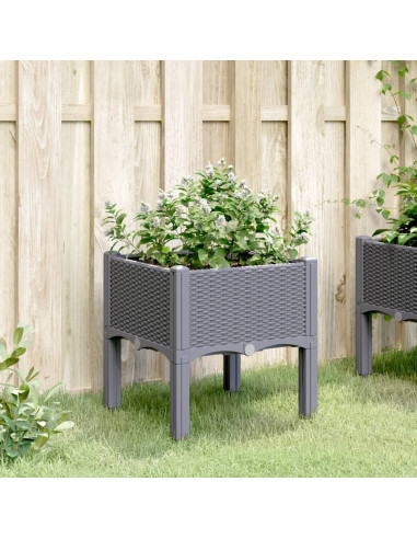 Fioriera da Giardino con Gambe Grigia 40x40x42 cm in PP