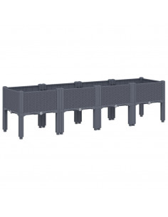 Fioriera da Giardino con Gambe Grigia 160x40x42 cm in PP 2