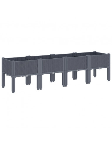 Fioriera da Giardino con Gambe Grigia 160x40x42 cm in PP