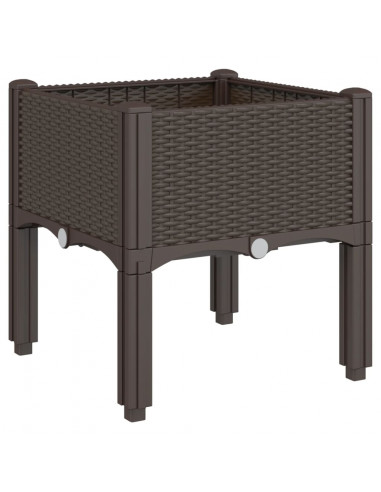 Fioriera da Giardino con Gambe Marrone 40x40x42 cm in PP