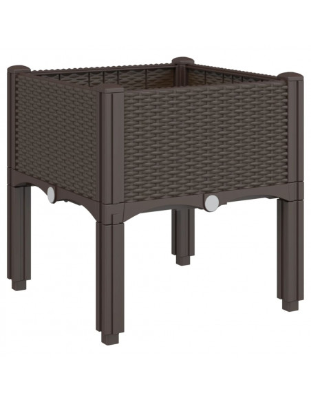 Fioriera da Giardino con Gambe Marrone 40x40x42 cm in PP