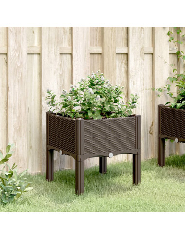 Fioriera da Giardino con Gambe Marrone 40x40x42 cm in PP