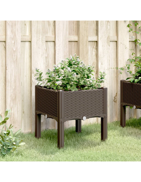 Fioriera da Giardino con Gambe Marrone 40x40x42 cm in PP