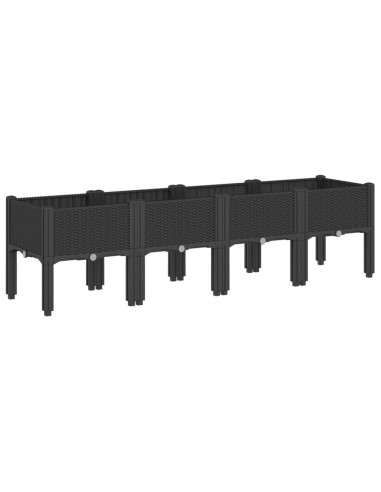 Fioriera da Giardino con Gambe Nera 160x40x42 cm in PP