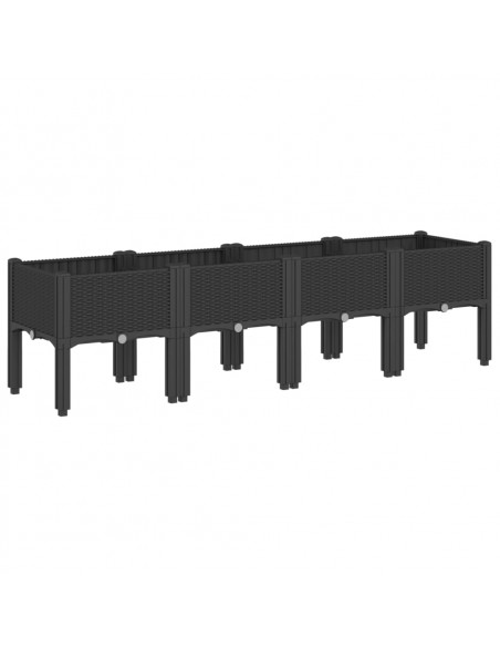 Fioriera da Giardino con Gambe Nera 160x40x42 cm in PP