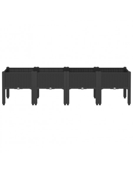 Fioriera da Giardino con Gambe Nera 160x40x42 cm in PP