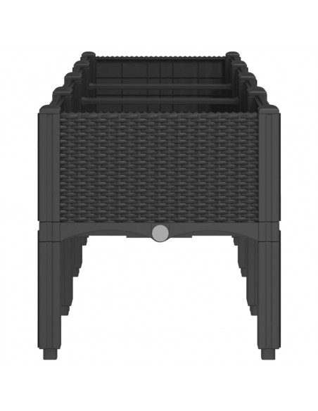 Fioriera da Giardino con Gambe Nera 160x40x42 cm in PP