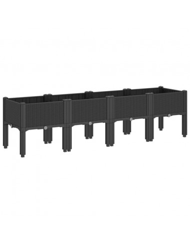Fioriera da Giardino con Gambe Nera 160x40x42 cm in PP
