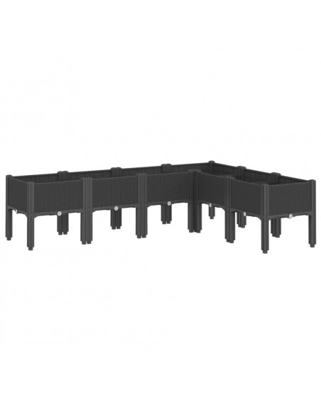Fioriera da Giardino con Gambe Nera 160x120x42 cm in PP