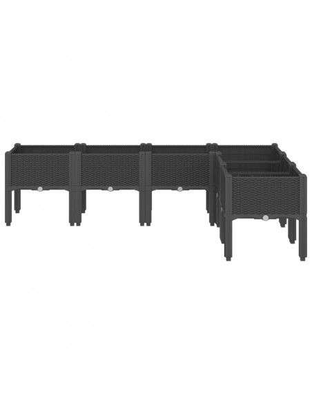 Fioriera da Giardino con Gambe Nera 160x120x42 cm in PP