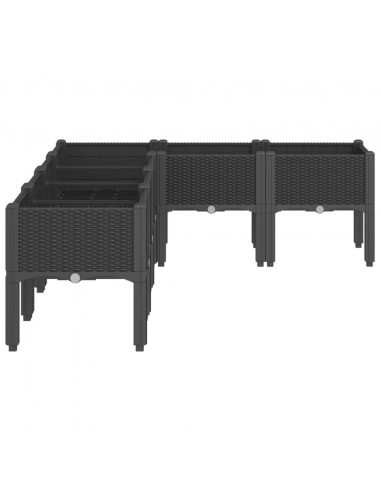 Fioriera da Giardino con Gambe Nera 160x120x42 cm in PP