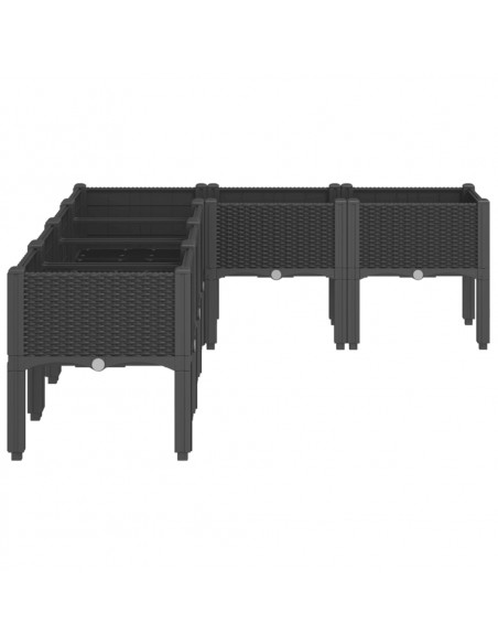 Fioriera da Giardino con Gambe Nera 160x120x42 cm in PP