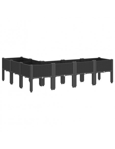 Fioriera da Giardino con Gambe Nera 160x120x42 cm in PP