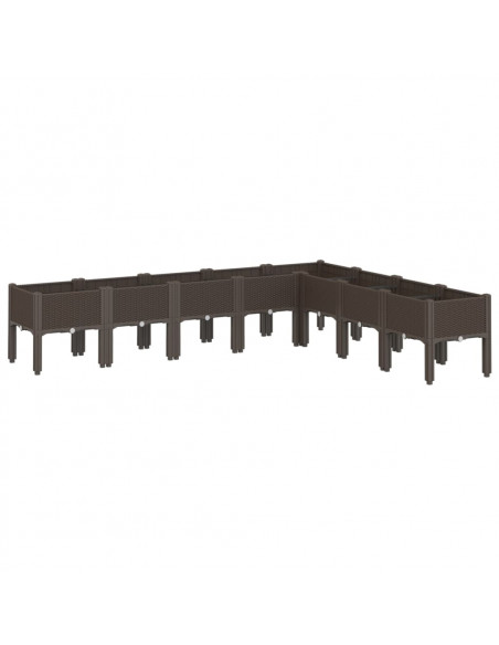 Fioriera da Giardino con Gambe Marrone 200x160x42 cm in PP