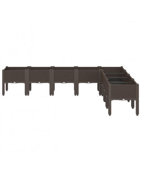 Fioriera da Giardino con Gambe Marrone 200x160x42 cm in PP